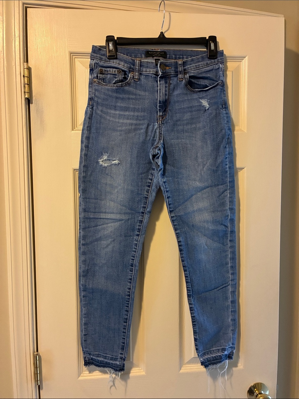 Banana Republic Factory Light Blue Cropped Distressed Jeans